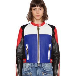 TOMMY JEANS x Gigi Hadid Colorblock Leather Moto Jacket
